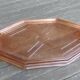 Old pink glass serving tray geometric shape 1950s