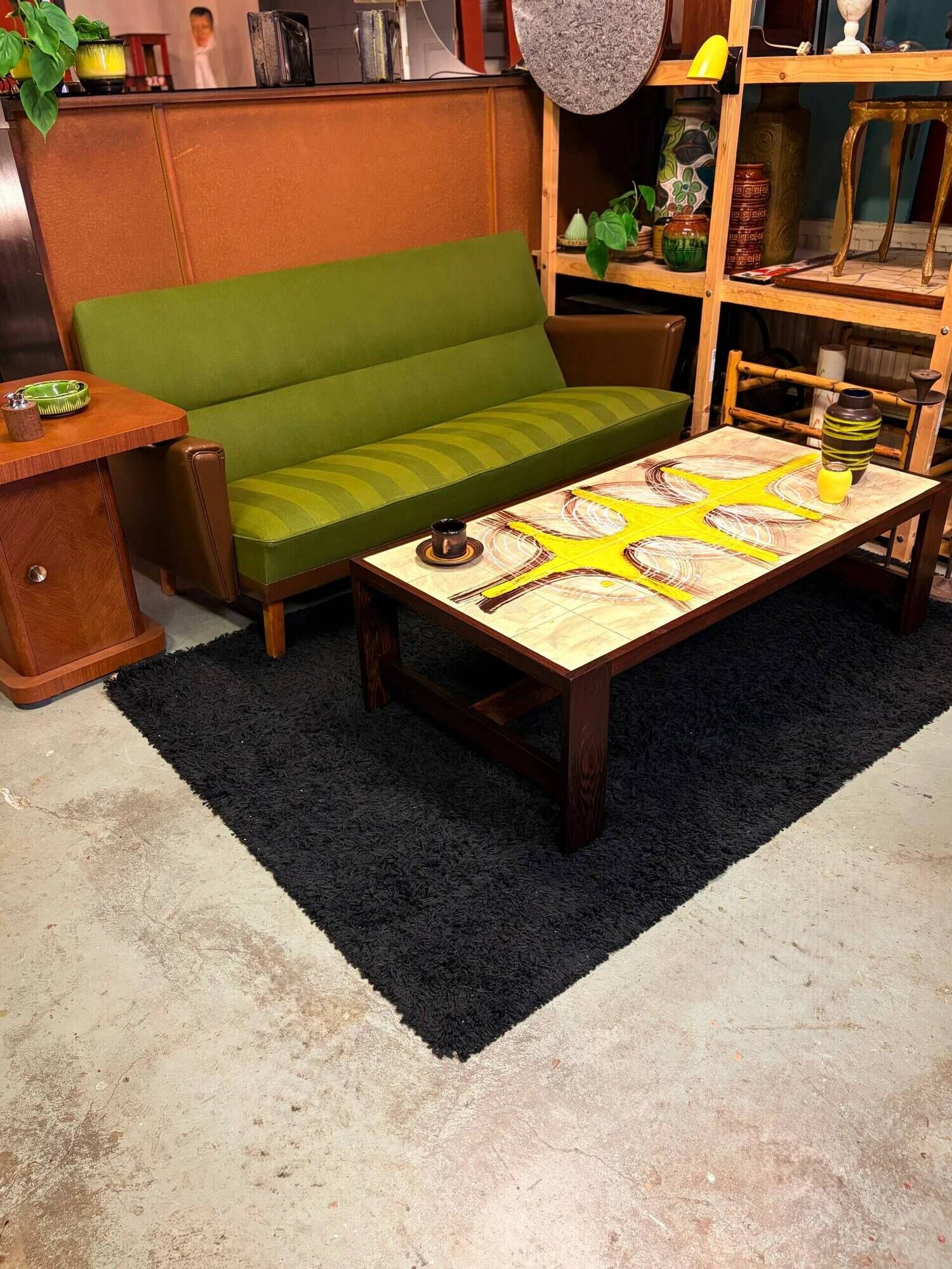 Danish coffee table with ceramic top on wenge frame, 1970s