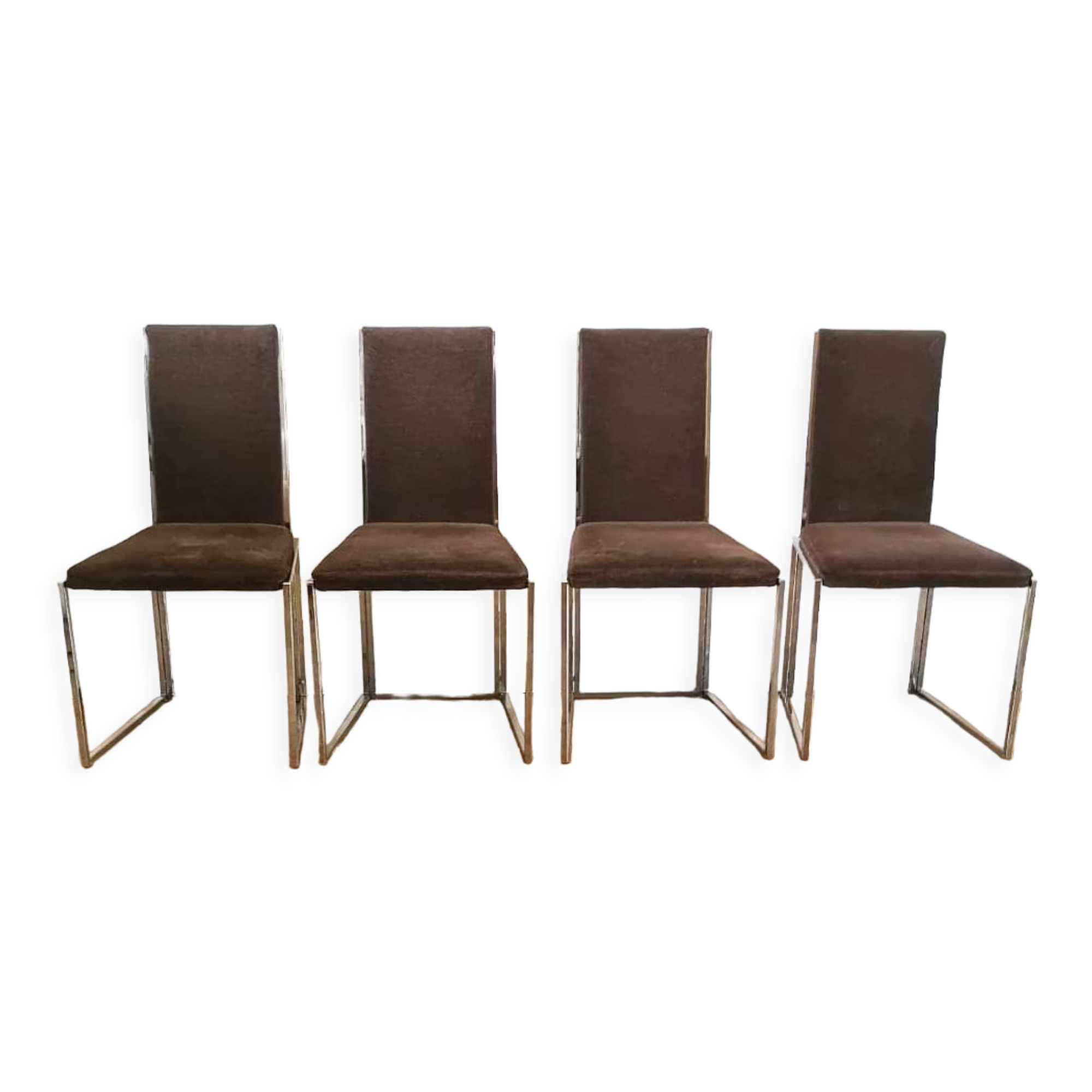 Set of 4 metal chairs and fabrics from the 80s