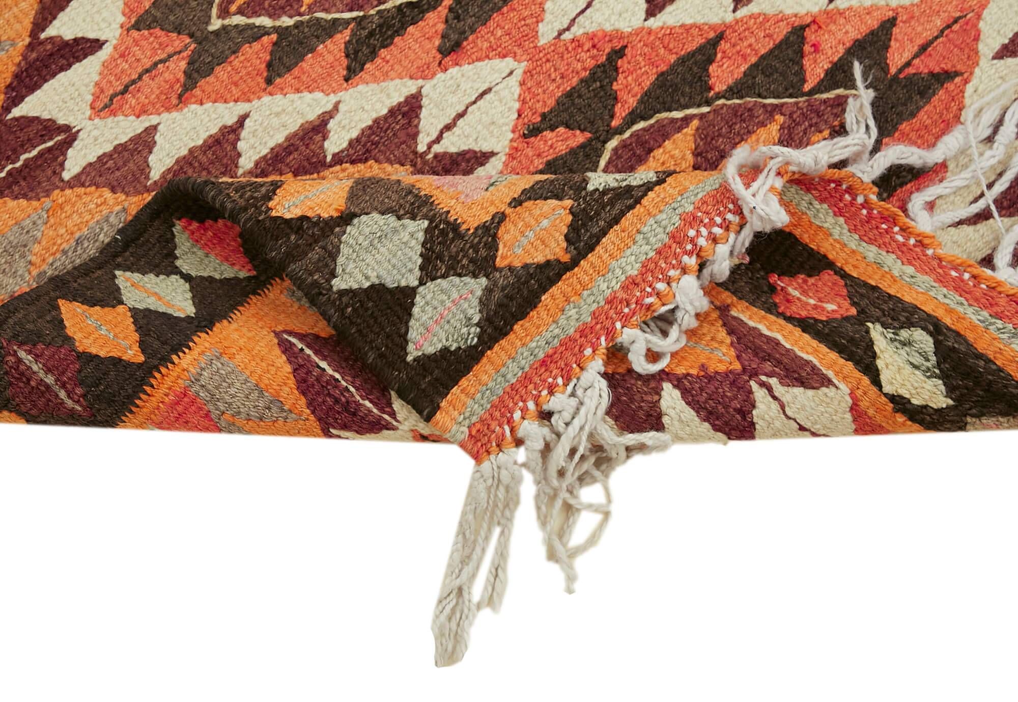 Turkish Handwoven Vintage Herki Kilim 101 cm x 321 cm