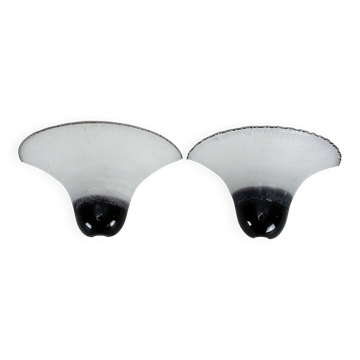 Pair of Large Labeled Barbini Murano Glass Wall Sconces. Italy 1970s