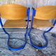 Pair of Chairs SOUVIGNET Model ELODIE Metal Blue & Wood Made in France