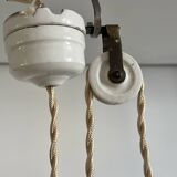 Art Deco Opaline Glass Pendant Light Mint Green Up and Down