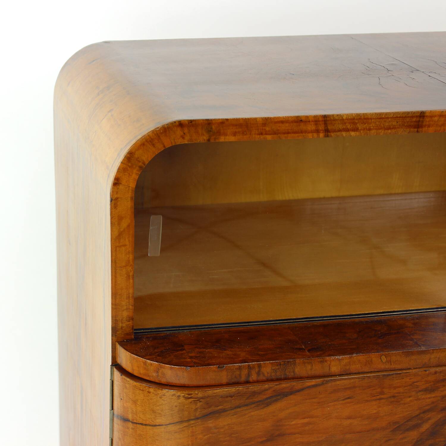 Art Deco Sideboard / Dry Bar In Walnut, Czechoslovakia 1930s