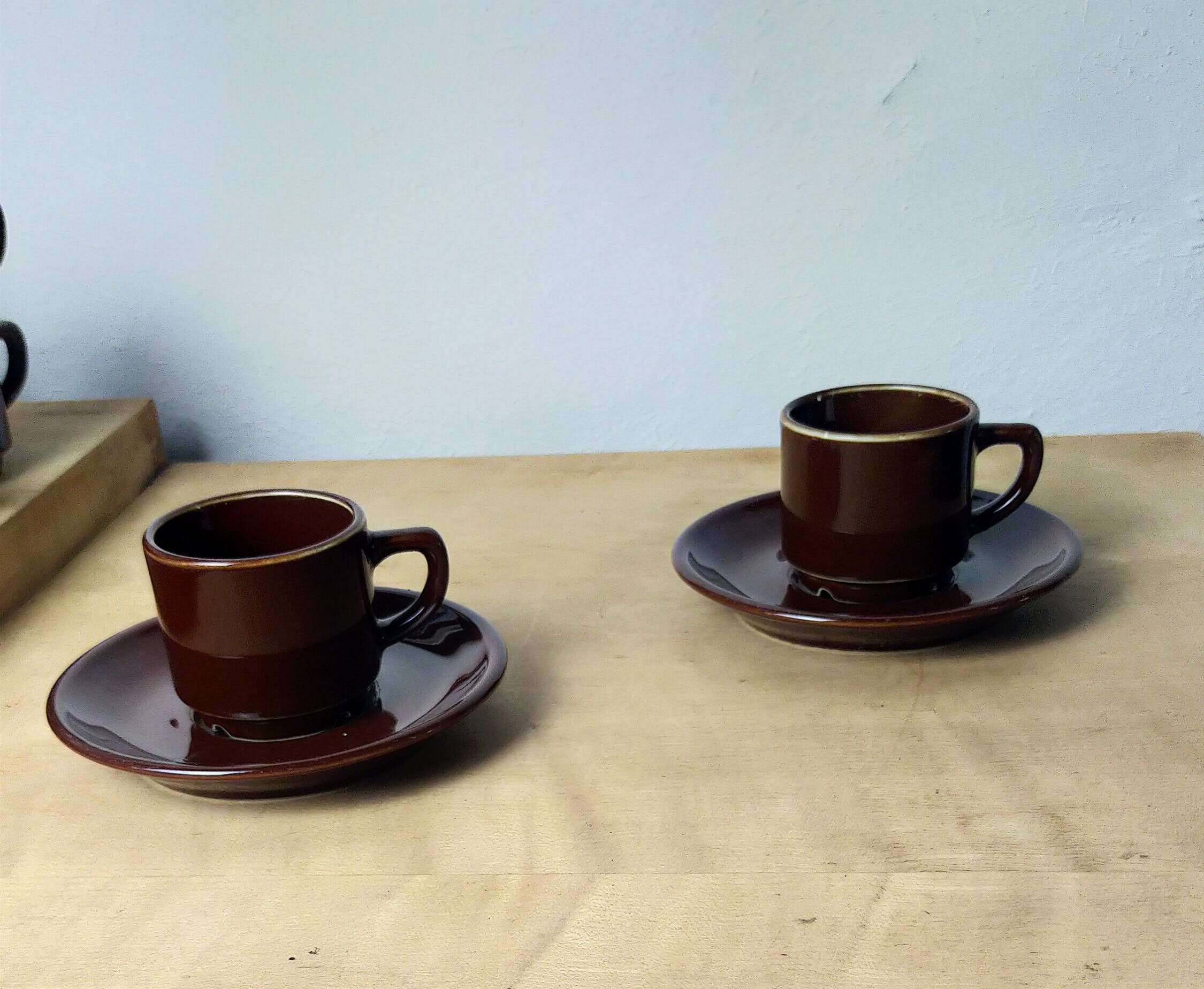Set of 6 Bistro Cups and Saucers Porcelain Apilco Deshoulières