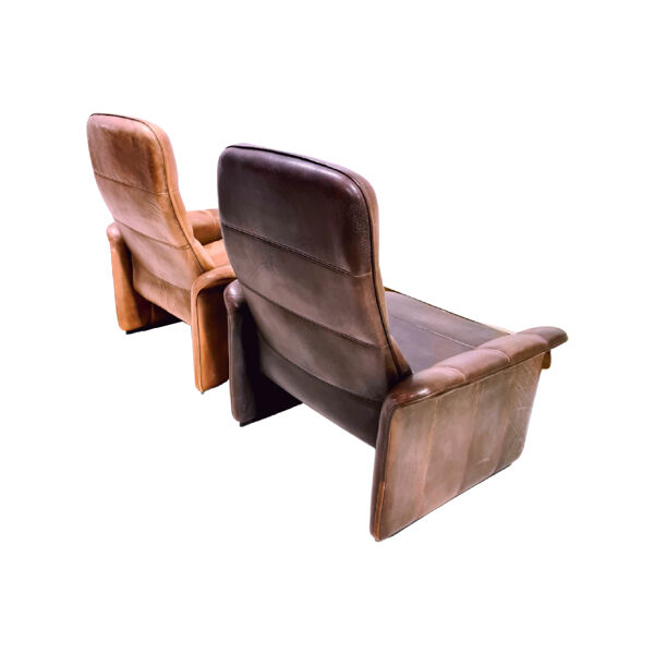 paire De fauteuils En cuir Patiné De Sede Ds 50, Suisse Années 1970