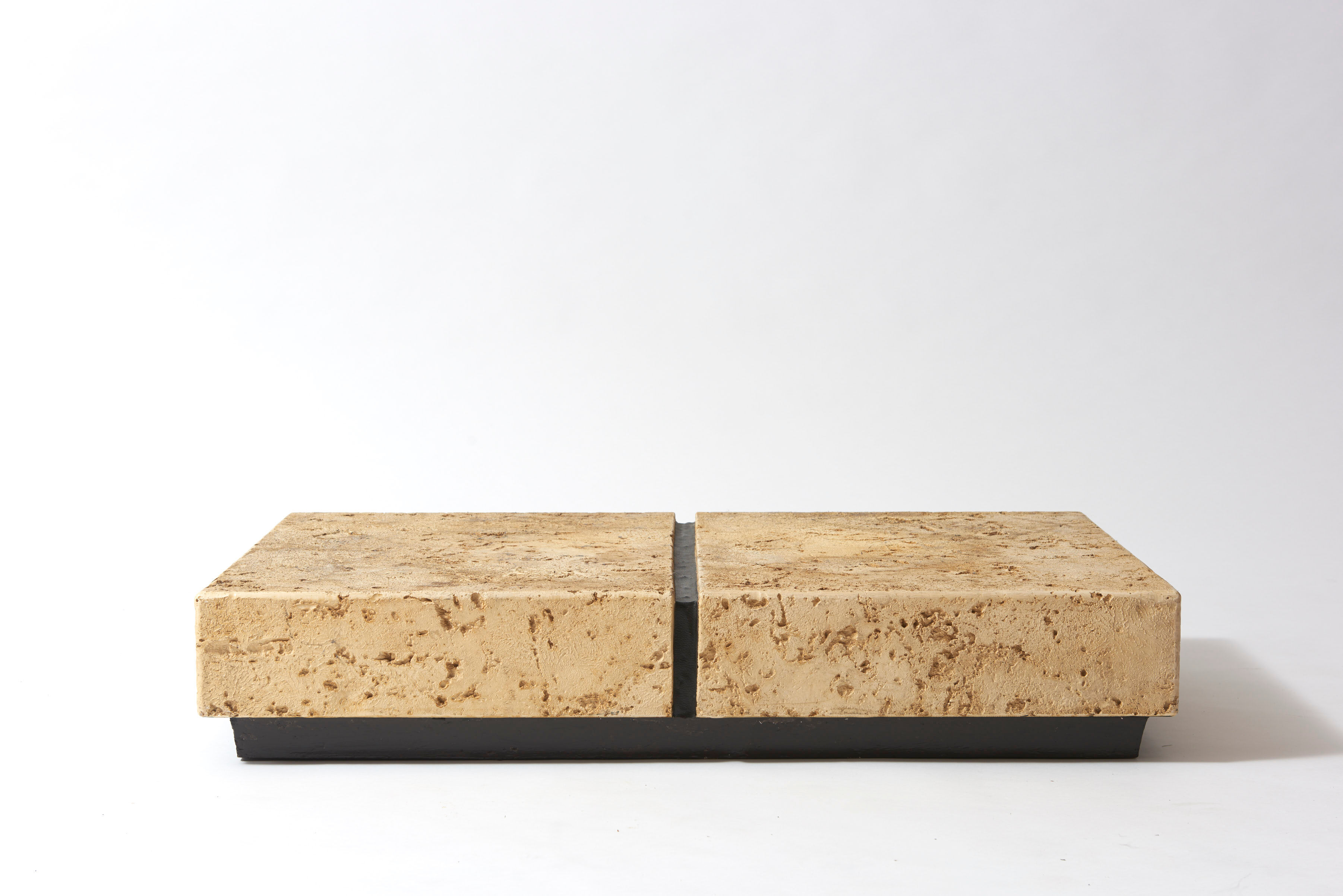 Panther coffee table on stone base and glass tablet