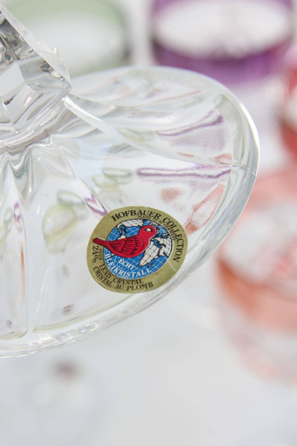 Mid-Century Hand Blown Crystal Wine Glasses from Hofbauer, Set of 6