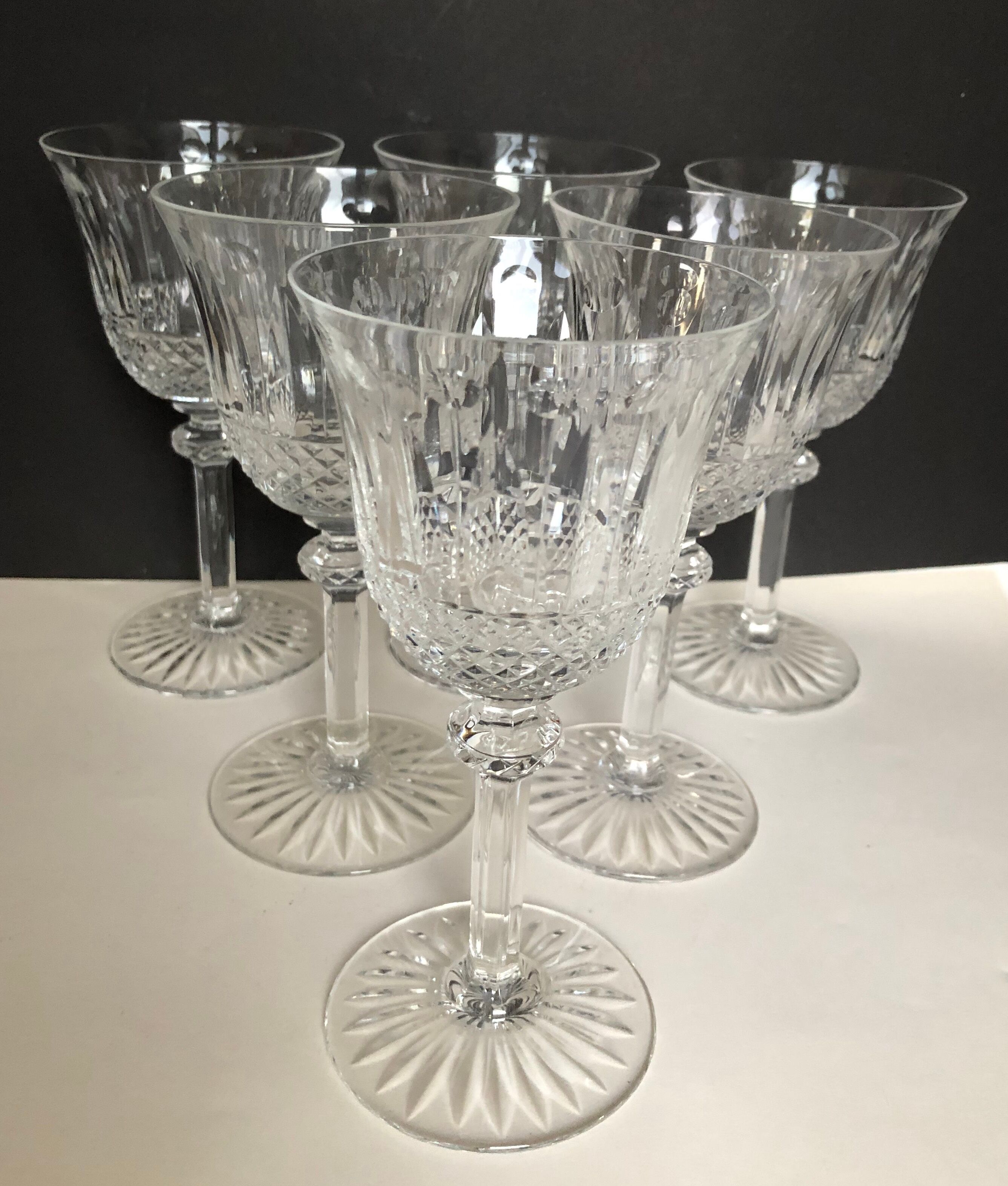 6 glasses of white wine in Saint Louis crystal, Tommy model