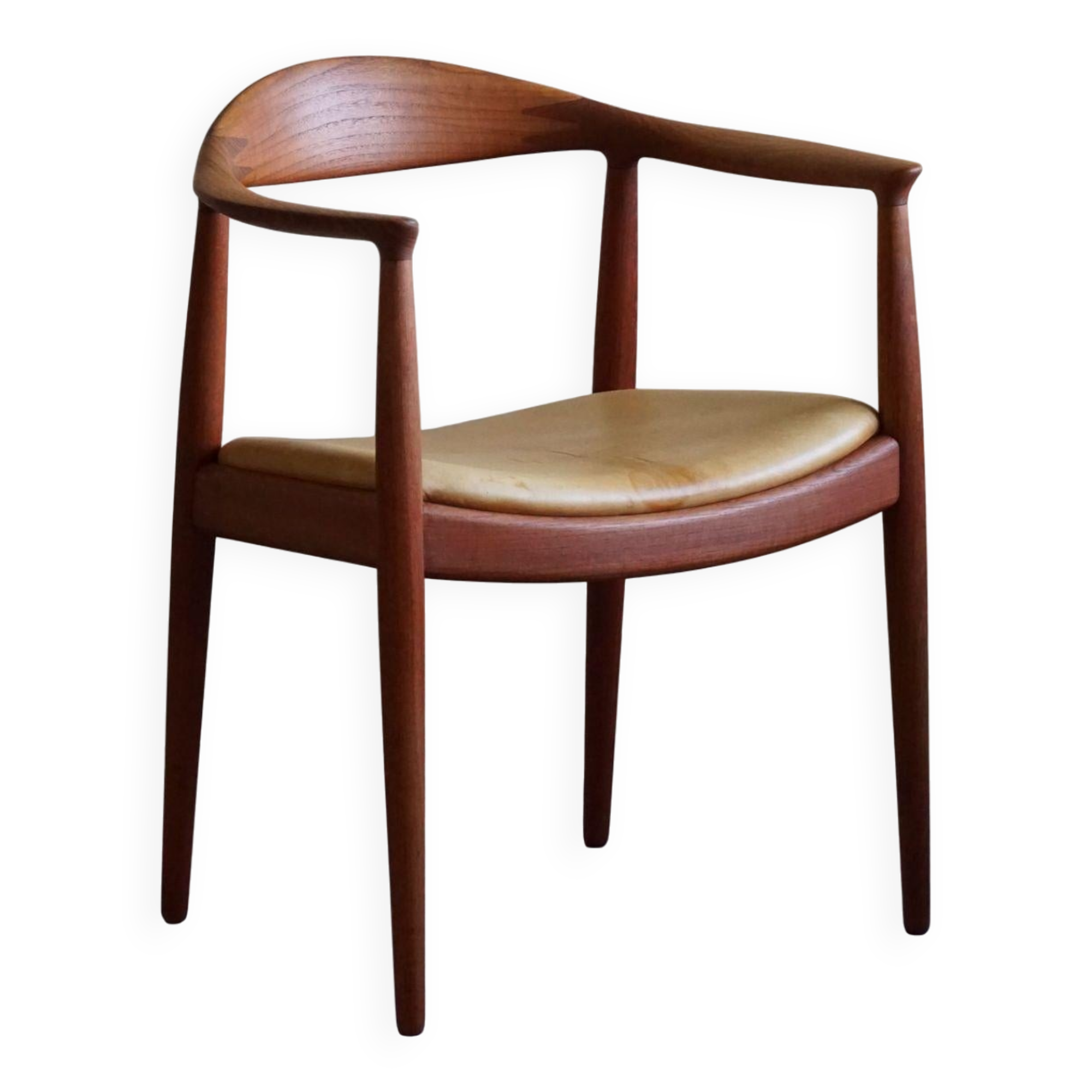 Hans J. Wegner, Teak and leather armchair, model "The Chair" JH501, 1950s
