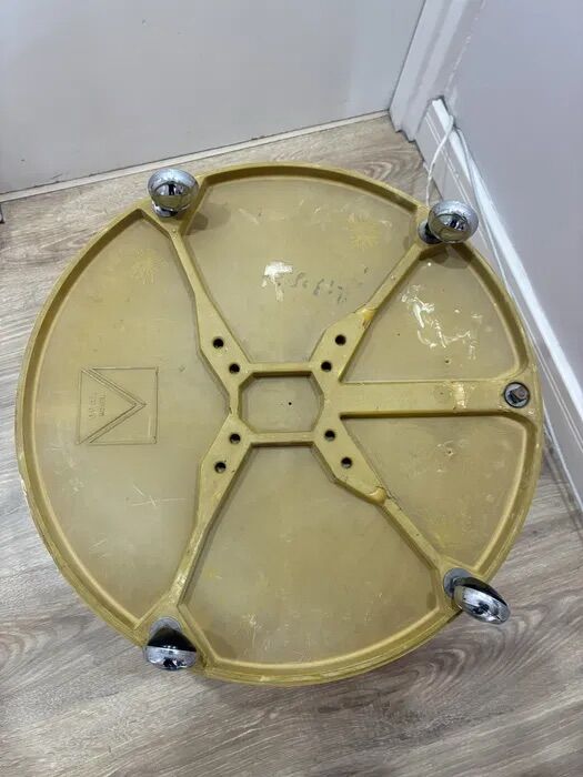 Vintage Yellow Opal Cylinder Bar Cabinet on Castors 1960s Space Age Storage