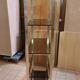 Vintage shelf in smoked glass and golden brass - 1970s