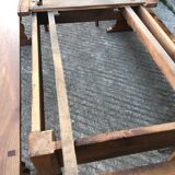 Antique farmhouse table in solid cherry wood with its 2 benches