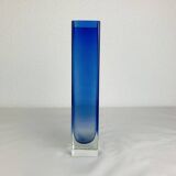 Blue glass vase in Sommerso Murano style, vintage