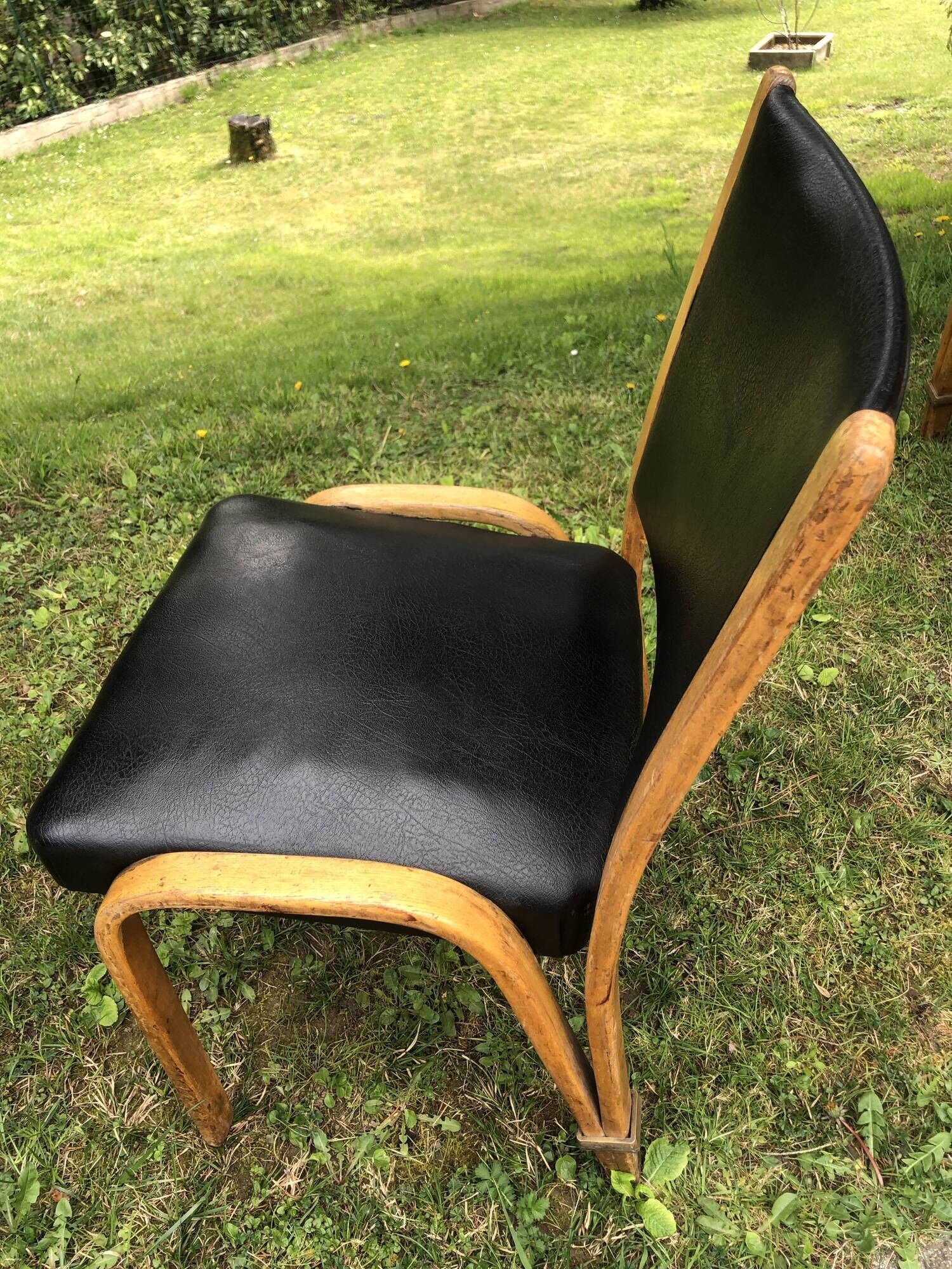 Suite of 8 bow wood chairs by William Von Bode publisher Steiner 1950
