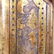 Miroir mural octogonal italien vintage en bois doré, décor bulliné