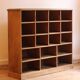 Large storage unit with compartments in waxed pine, early 20th century.