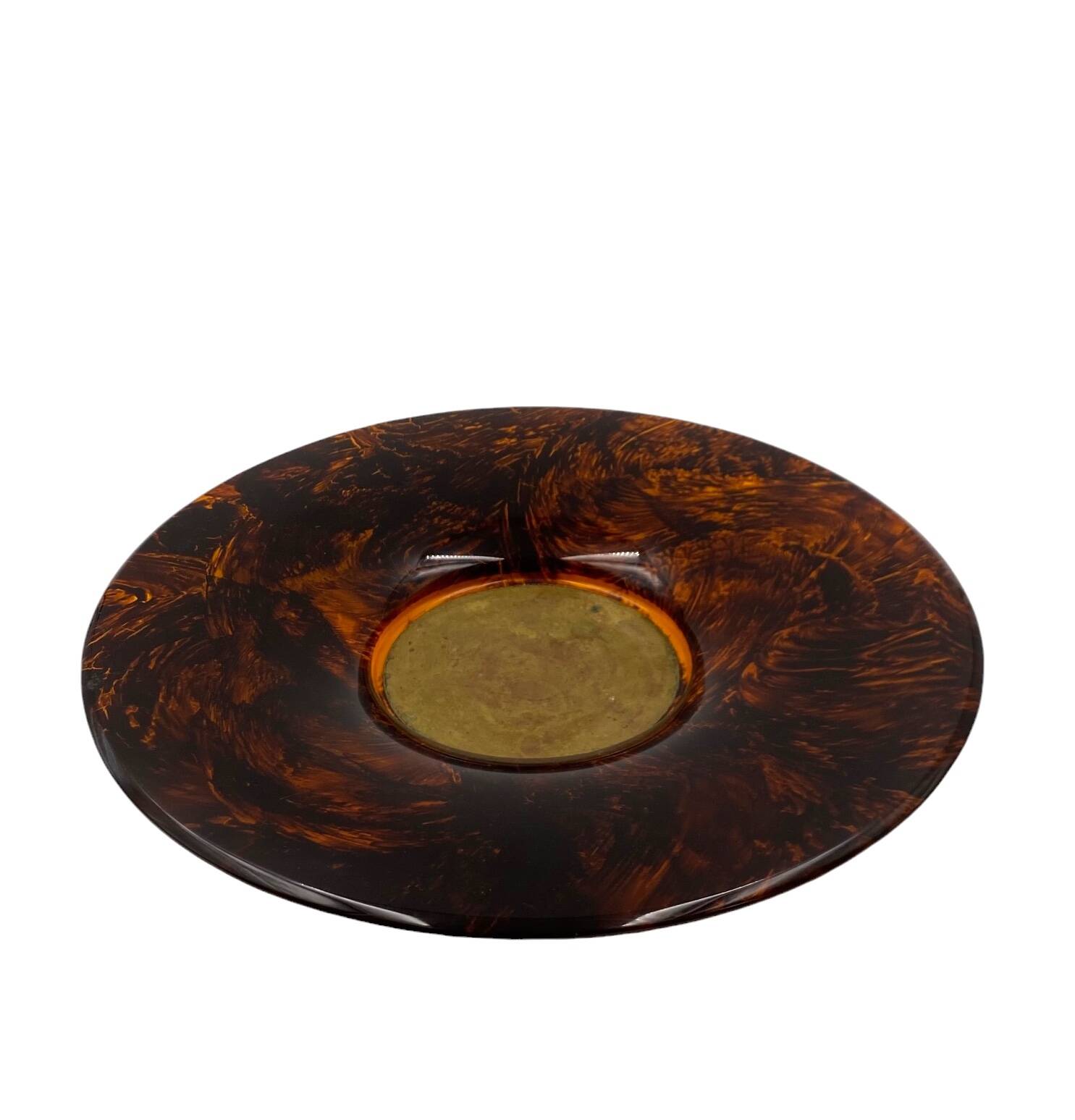 Hollywood regency brass and tortoiseshell lucite tray, Guzzini Italy 1970s