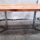 Ancienne table en chêne et inox vintage