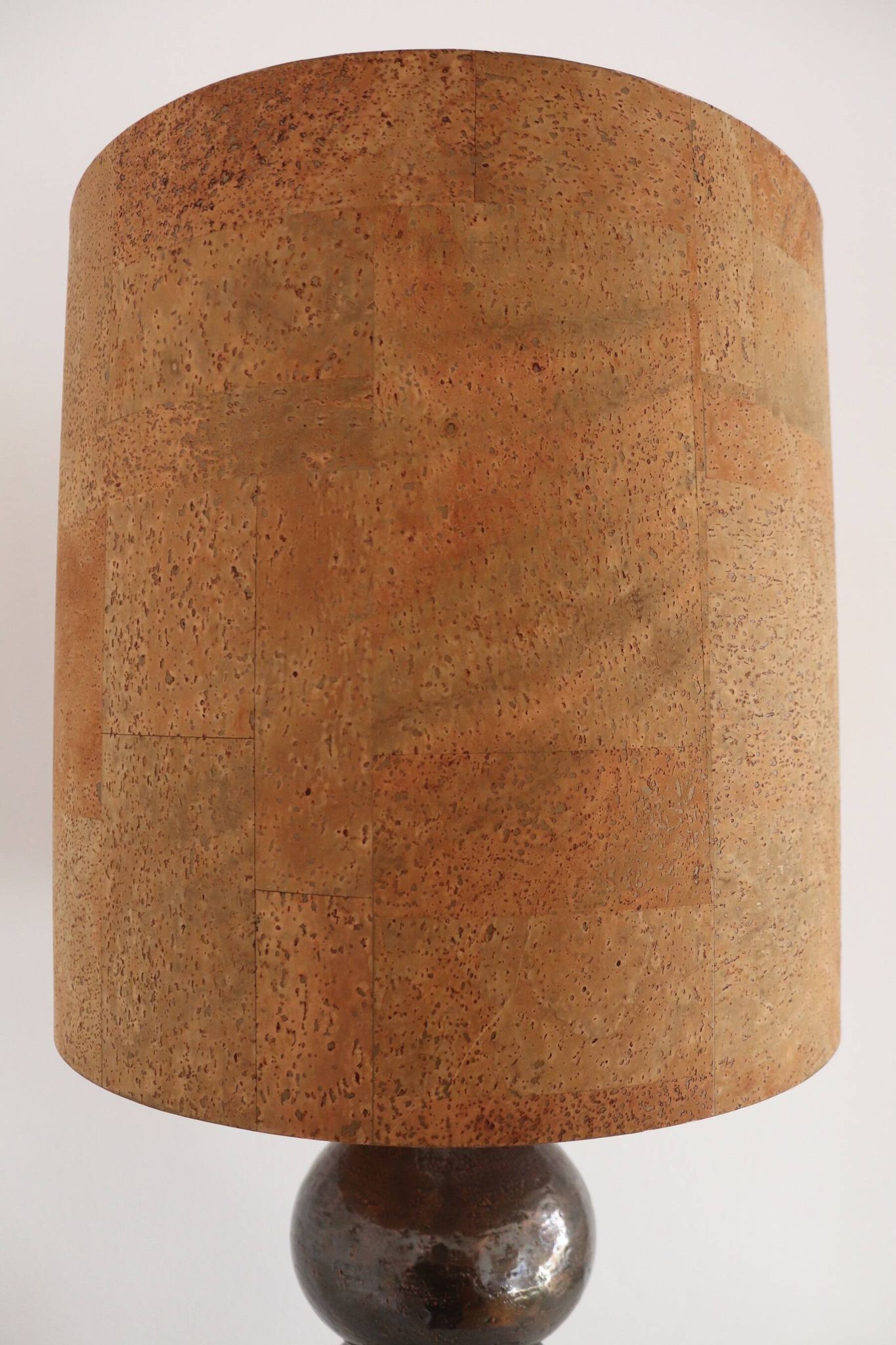 Italian Ceramic Table Lamp by Aldo Londi with Cork Lampshade, 1960