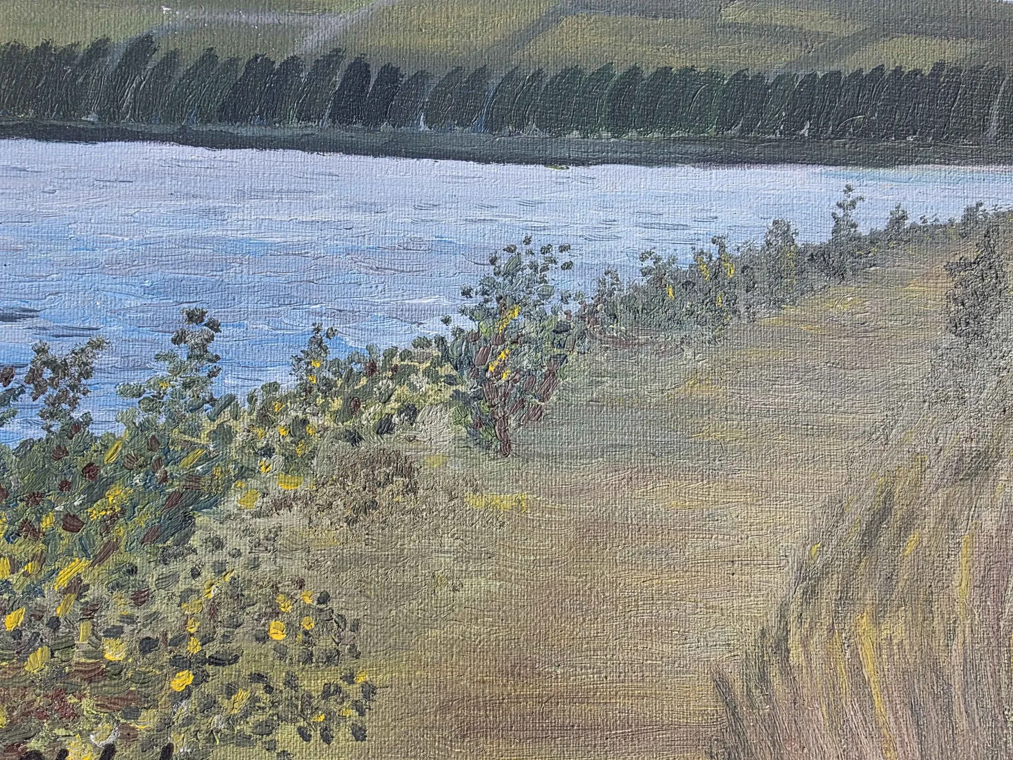 French Seine River Landscape Oil Painting