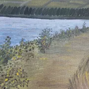 Peinture à l'huile du paysage de la Seine en France