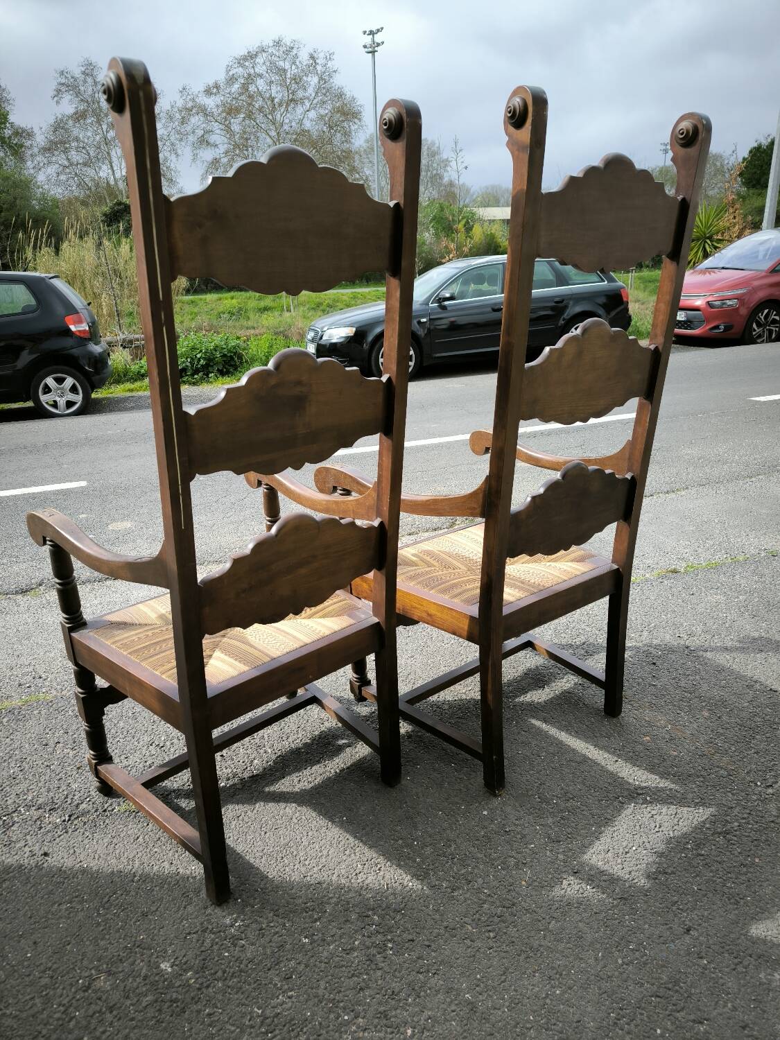 Pair of large, heavy armchairs from the late 19th century