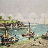 Charles Vaniscotte: oil painting on canvas / port in Brittany