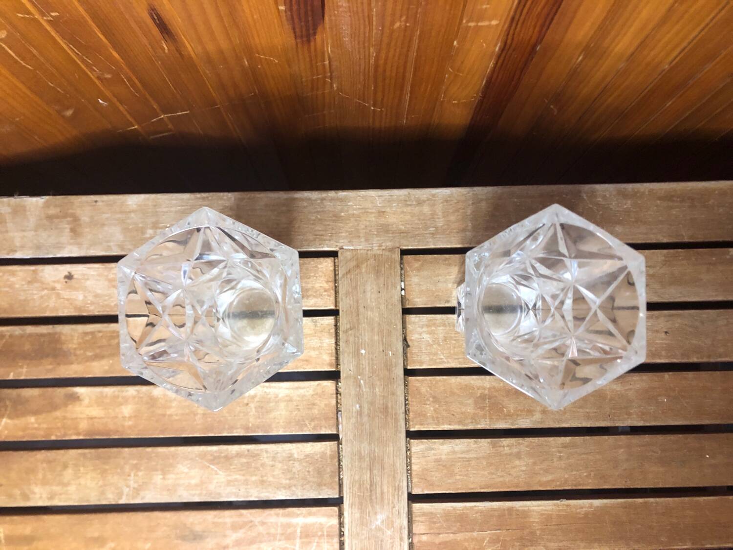 Pair of vintage cut crystal vase #a530