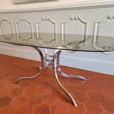 70s chrome and smoked glass dining table