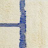 White and blue Klein Beni Ouarain Moroccan rug