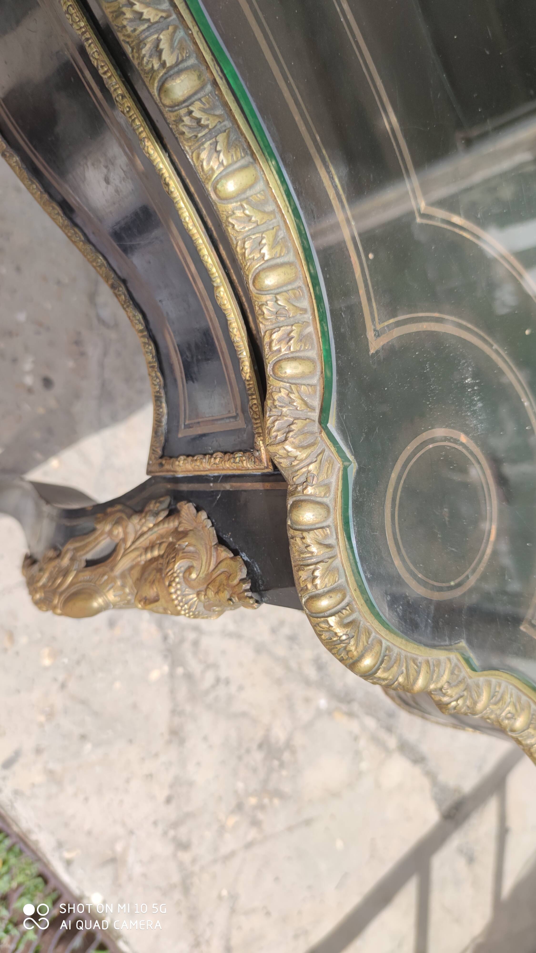 Table desk middle marquetry called "Boulle" napoleon III era