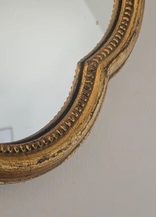 Vintage gold mirror with a Louis XV pediment - 1960s-70s - Height 54 cm