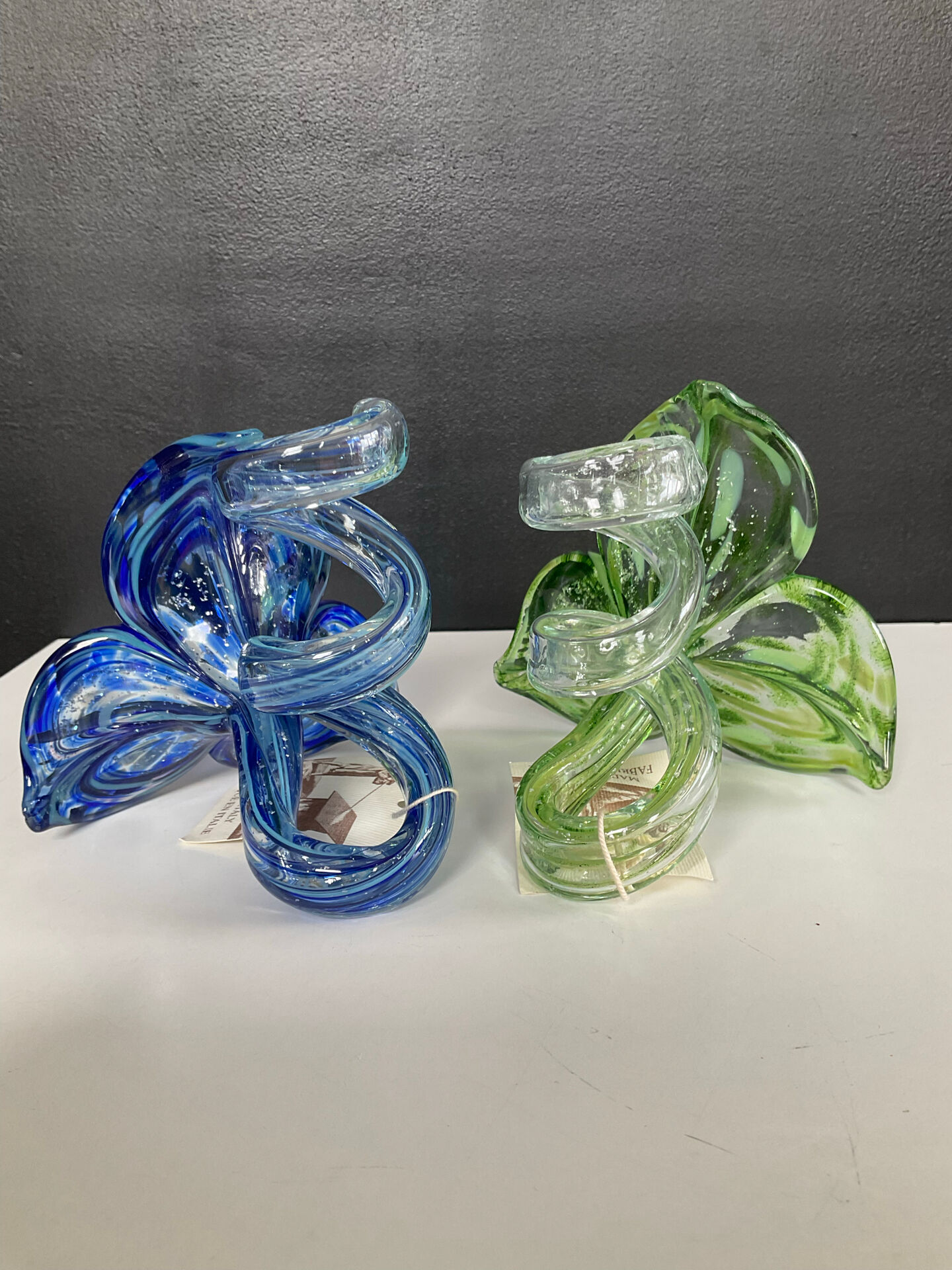 Pair of Murano glass paste candle holders
