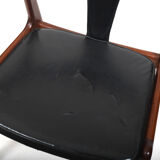 Danish Cow Horn Chair in Teak and Leather by H.P. Hansen