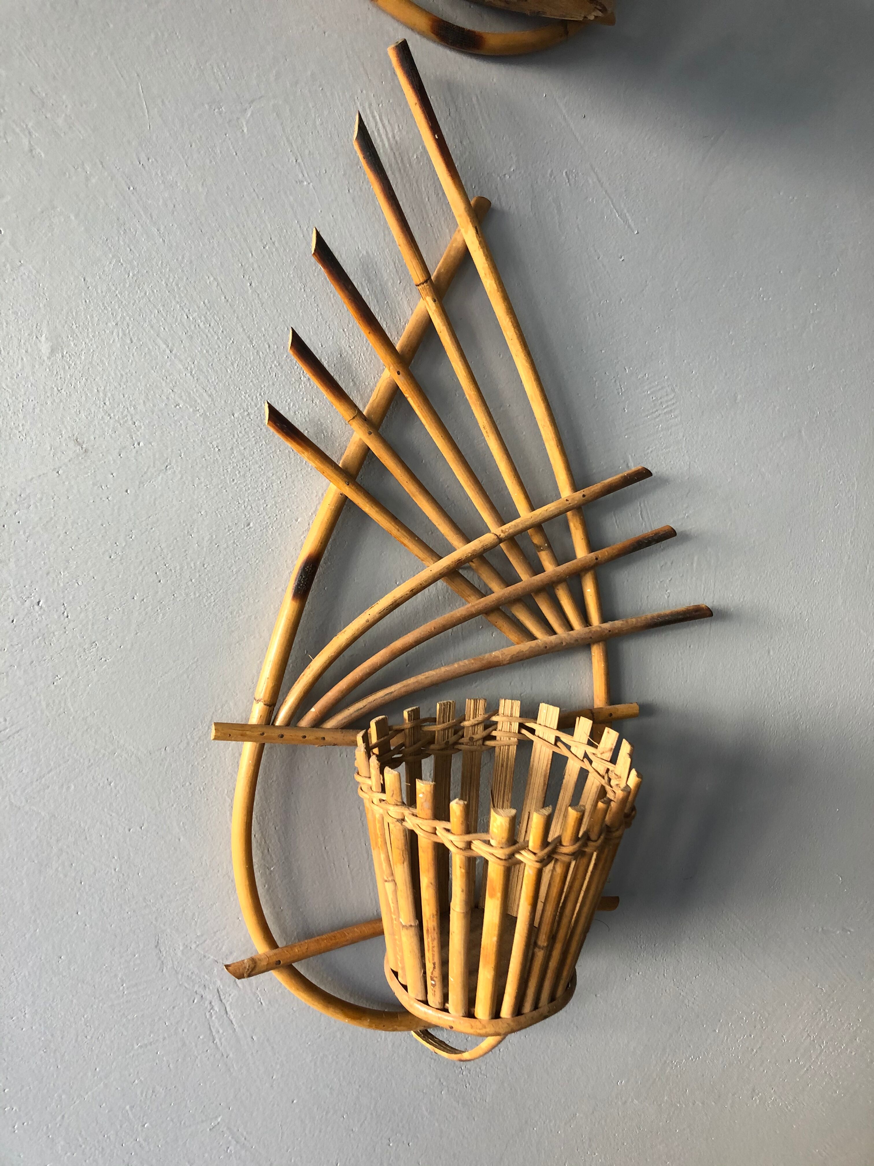 Vintage rattan plant holder