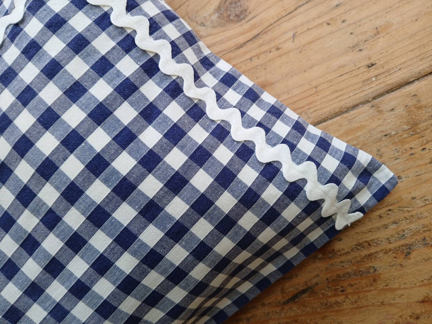Set of 2 vintage cushions, blue gingham