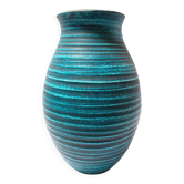 Large blue ceramic vase "Gauloise" – Potiers d’Accolay – Year 60