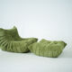 Togo Armchair and Pouf in Fresh green Corduroy