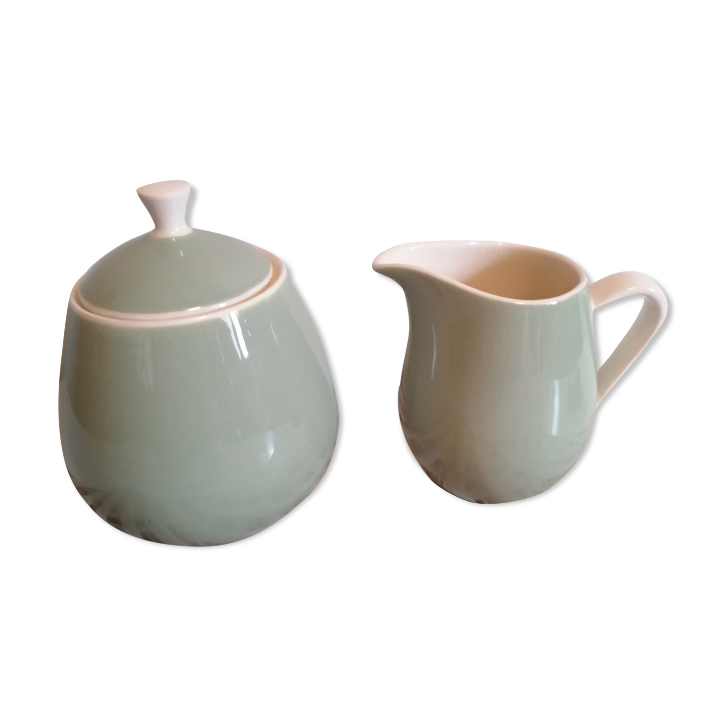 Milk pot and almond green sugar, vintage, Villeroy and Boch