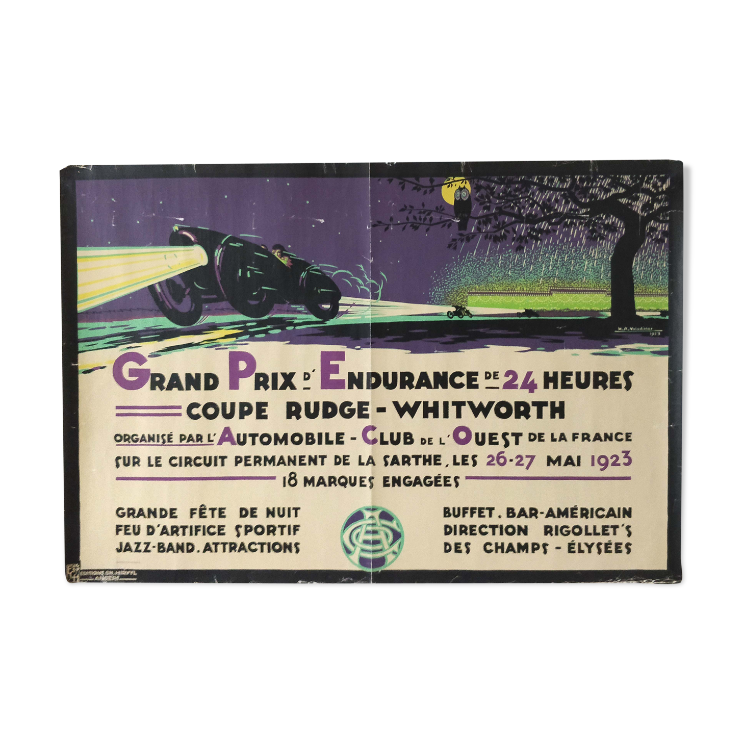 Affiche 24h du Mans Automobiles 1923