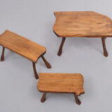 Tree trunk nesting tables hand carved, 1960s