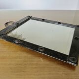 Brutalist wall mirror in raw steel, 1940s and 1950s