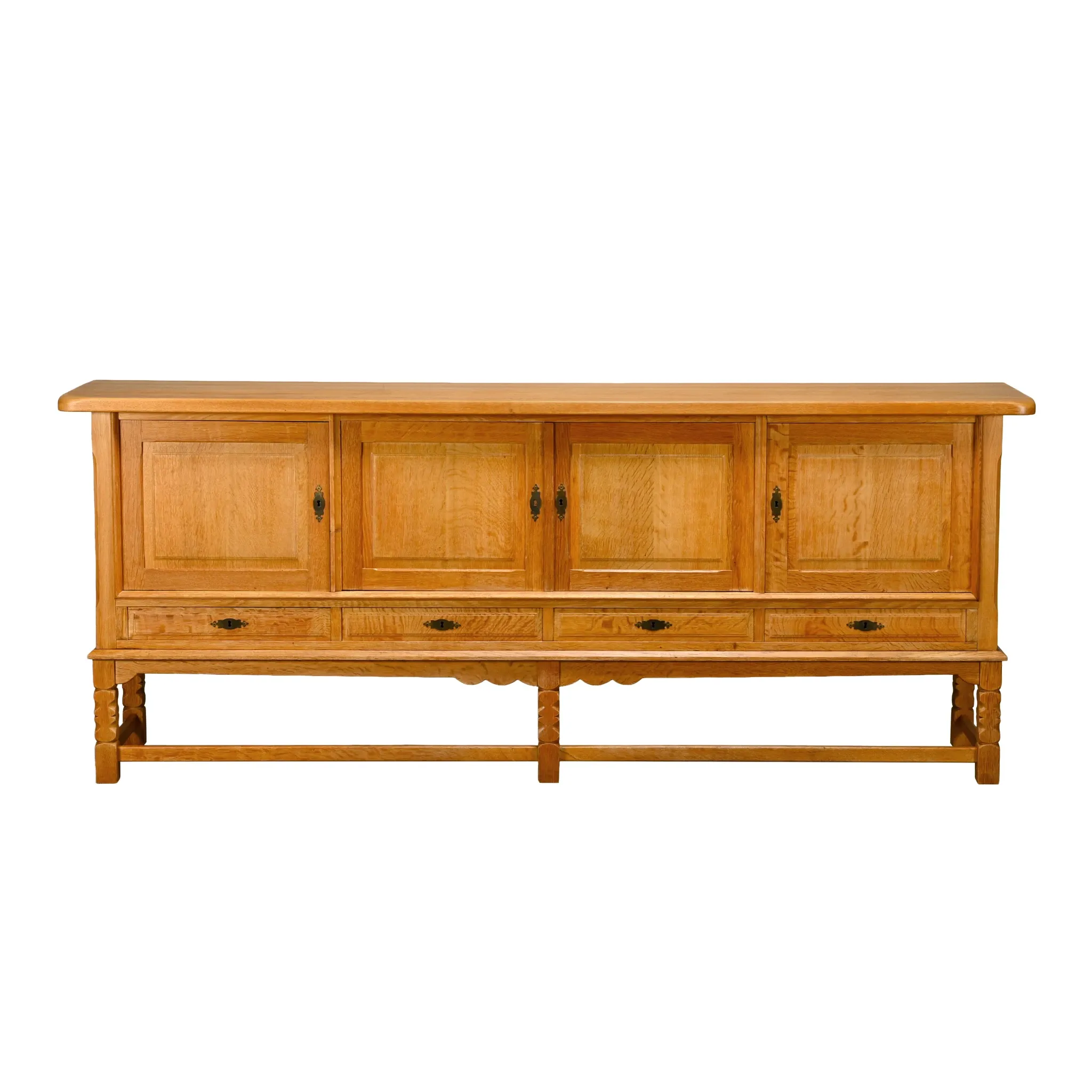 Henning Kjærnulf Mid-Century Brutalist large Sideboard in Oak, 1960s