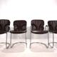 Set of four Cidue leather chrome cantilever chairs by Willy Rizzo, 1970