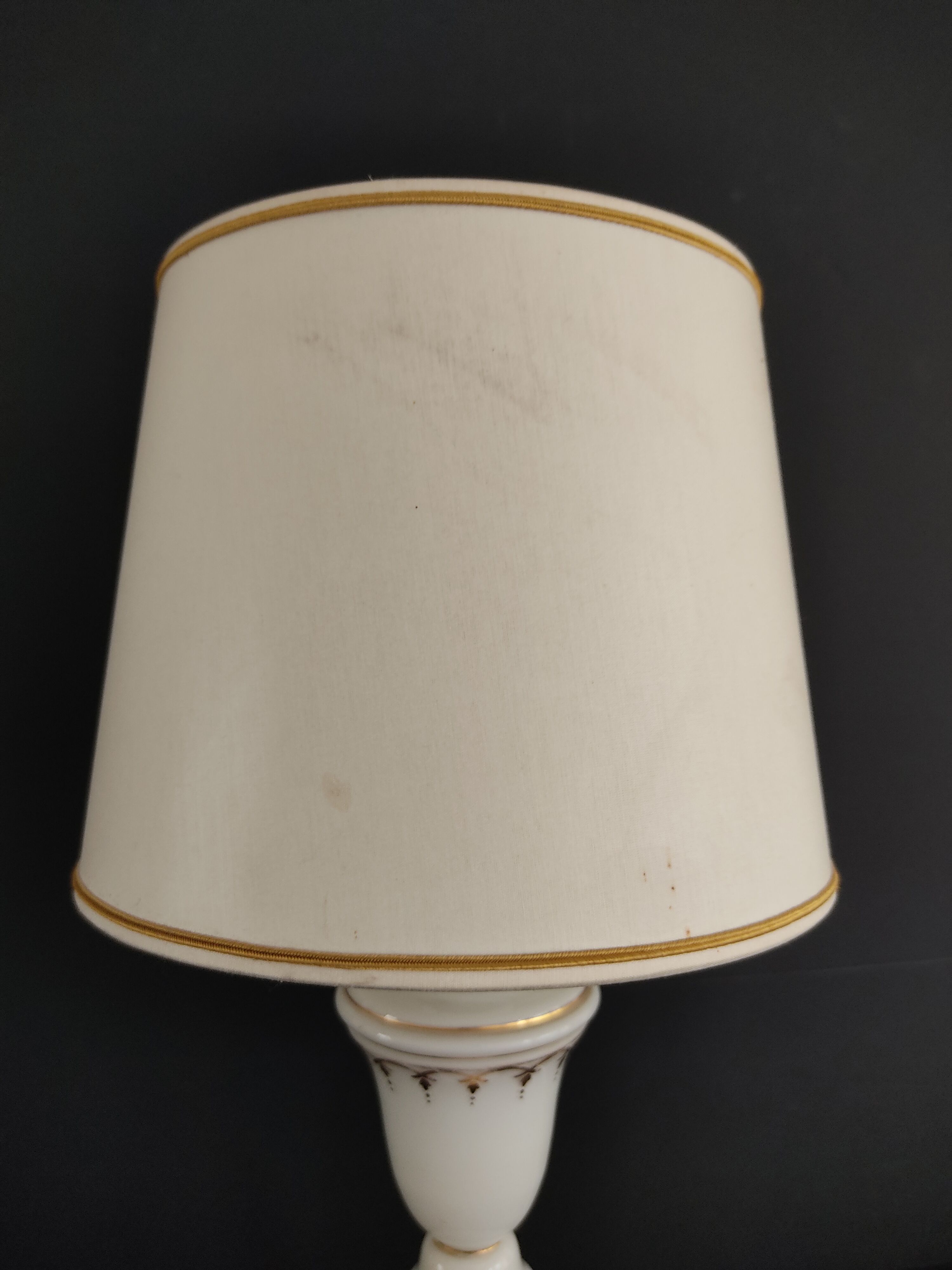 White opaline lamp gilded decoration