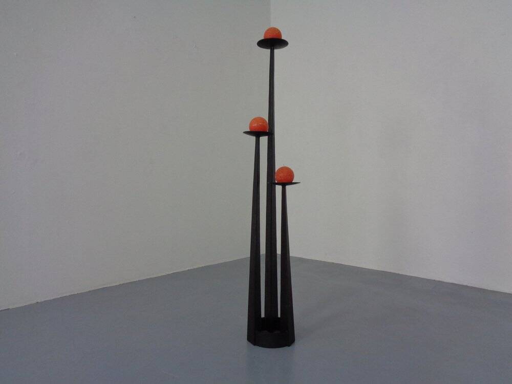 Large Brutalist Iron Candleholder, 1960s
