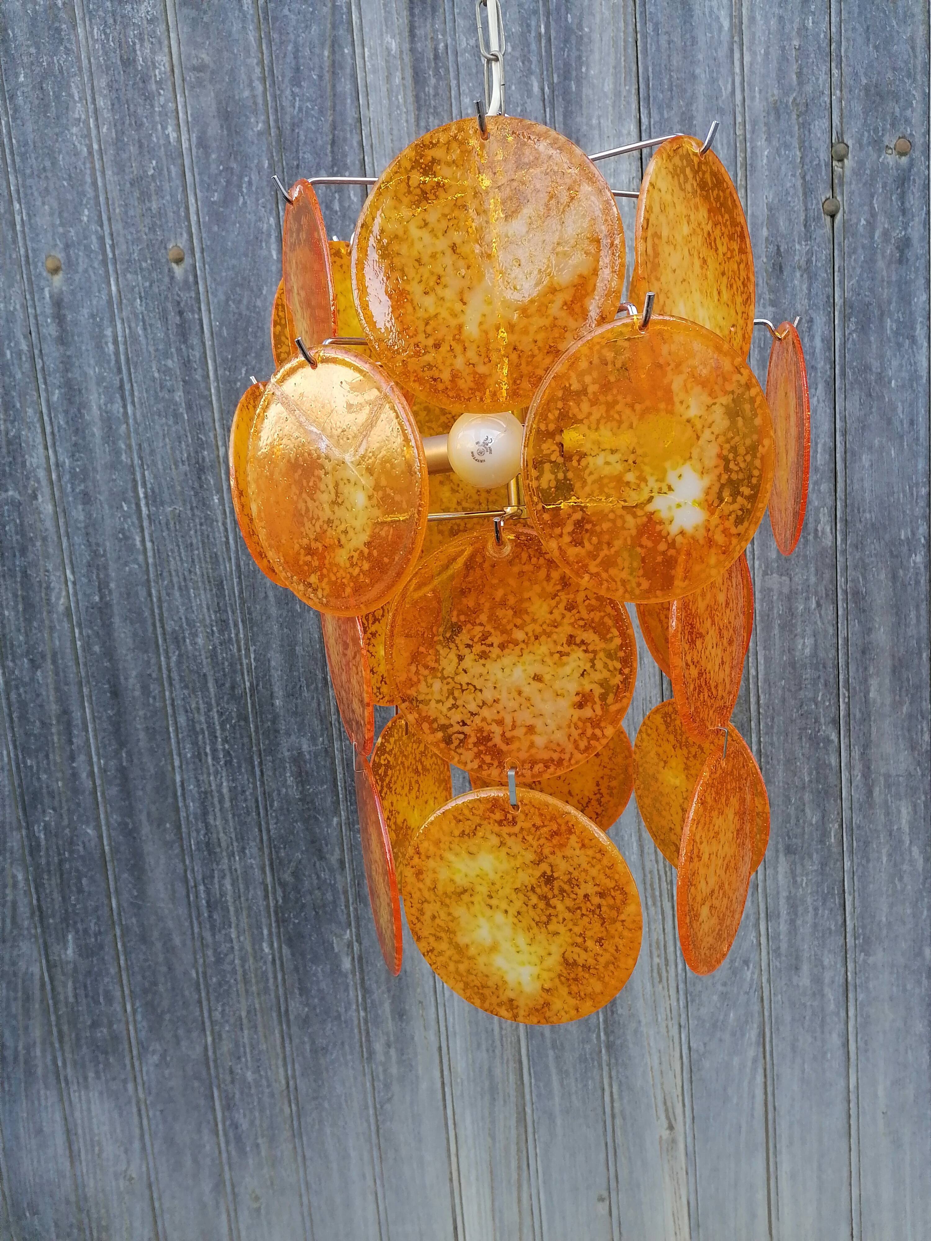 Vintage chandelier orange badge italy 1970