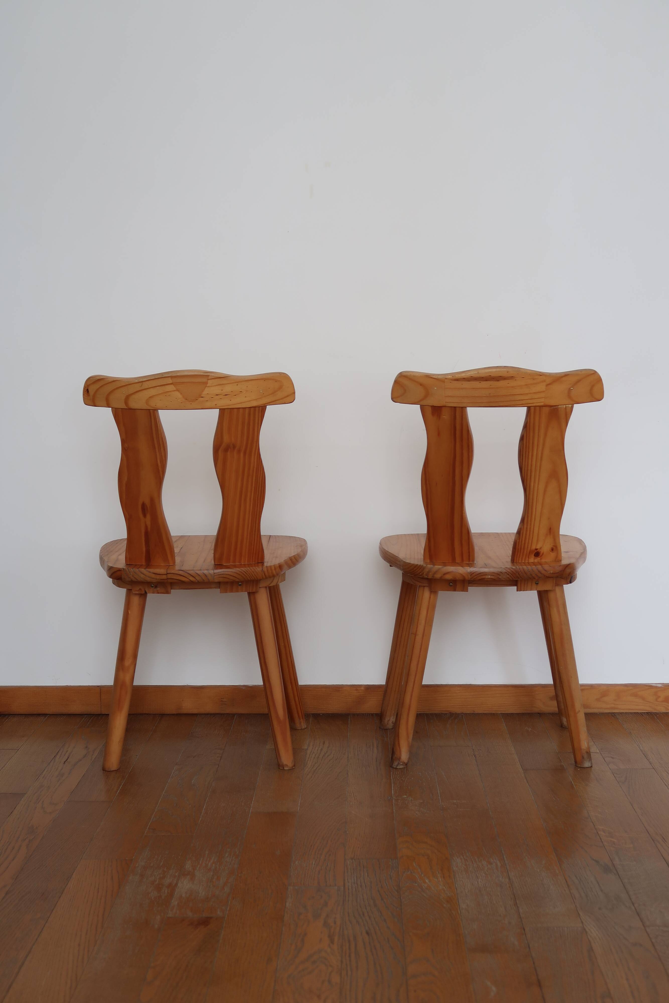 Pair of Scandinavian pine chairs
