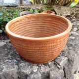 Braided wicker pot cover, vintage 60s/70s